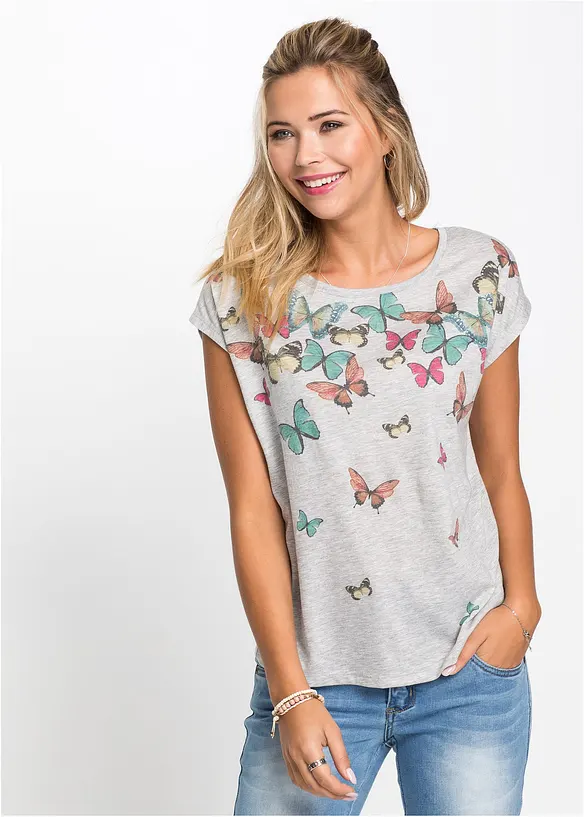 Shirt aus softem Viskose-Mix in grau von vorne (im Anschnitt) - bonprix Shirt aus softem Viskose-Mix in grau von vorne (im Anschnitt) - bonprix