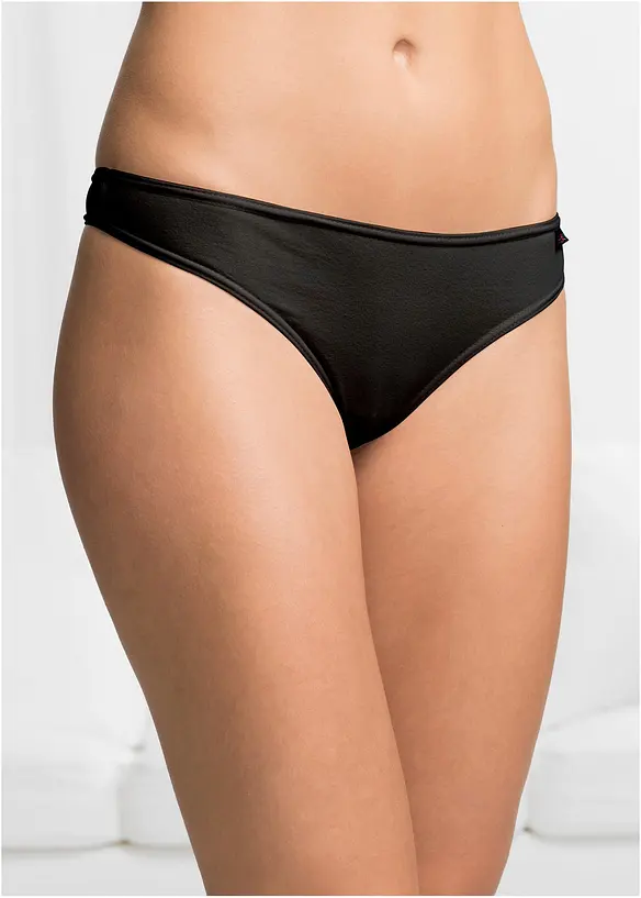 String mit Bio-Baumwolle (6er Pack) in schwarz von vorne - bonprix