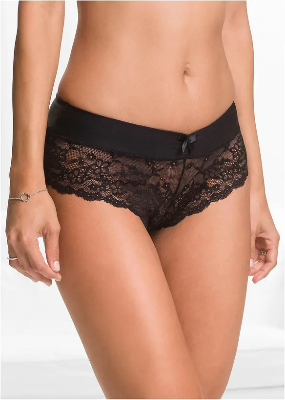 Panty aus edler Spitze in schwarz von vorne - bonprix