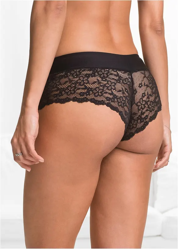 Panty aus edler Spitze in schwarz von hinten - bonprix