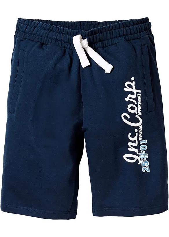 Sweat-Bermuda aus reiner Baumwolle in blau von vorne - bonprix