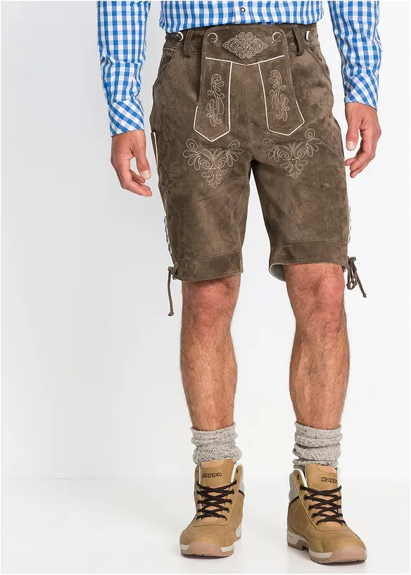 Regular Fit Trachtenhose aus Leder in grün von vorne - bonprix