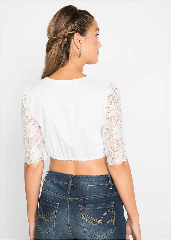 Dirndlbluse mit Spitzenarm in weiß von hinten (im Anschnitt) - bonprix Dirndlbluse mit Spitzenarm in weiß von hinten (im Anschnitt) - bonprix