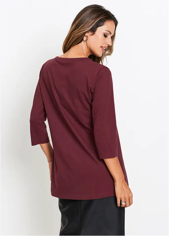 Longshirt aus reiner Baumwolle in rot von hinten (im Anschnitt) - bonprix