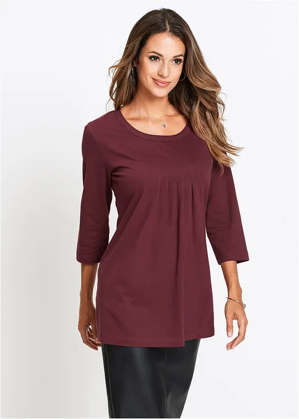 Longshirt aus reiner Baumwolle in rot von vorne (im Anschnitt) - bonprix