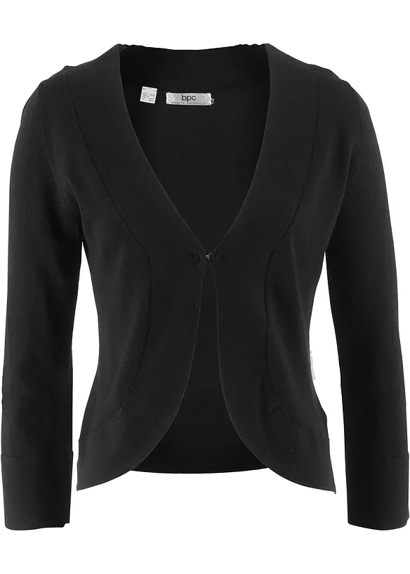 Kurze Strickjacke mit Viskose in schwarz von vorne - bonprix