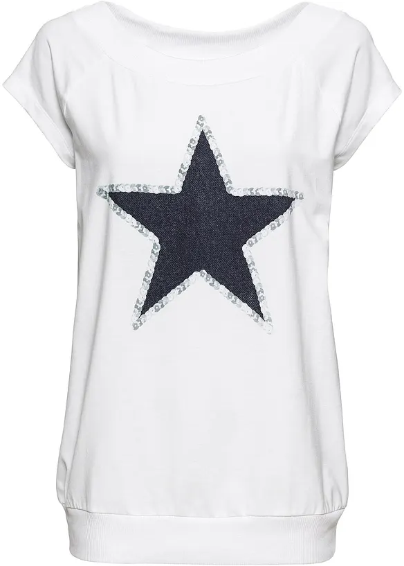 Shirt mit Sternenprint in weiß - bonprix