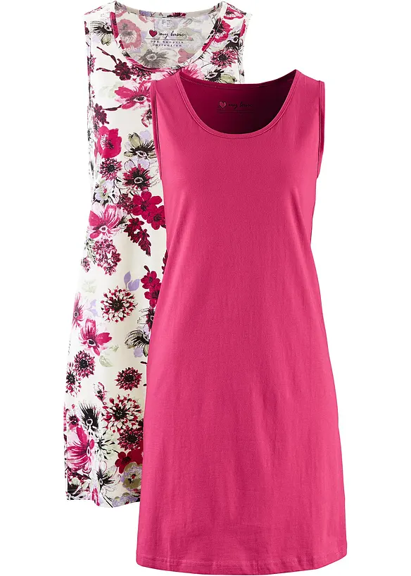 Jerseykleid in A-Linie (2er Pack) in weiß von vorne - bonprix