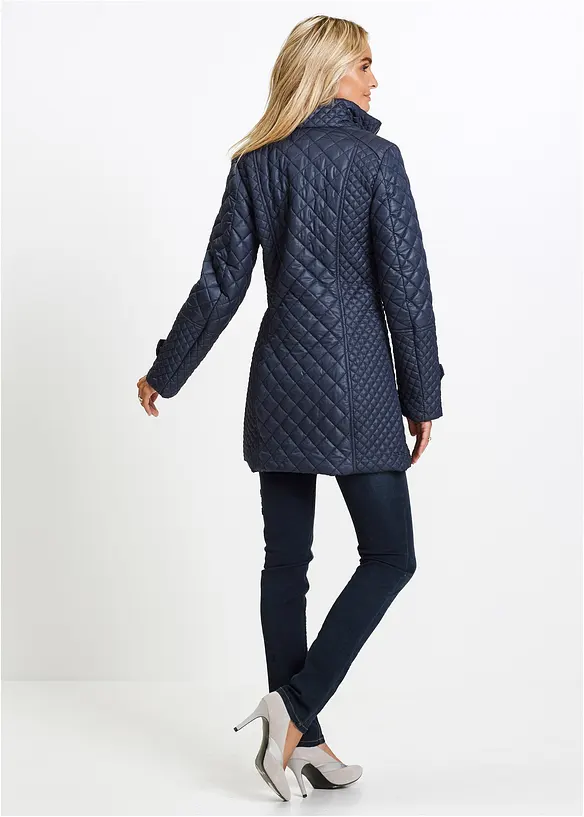 Steppmantel mit hohem Kragen in blau von hinten (Totalaufnahme) - bonprix