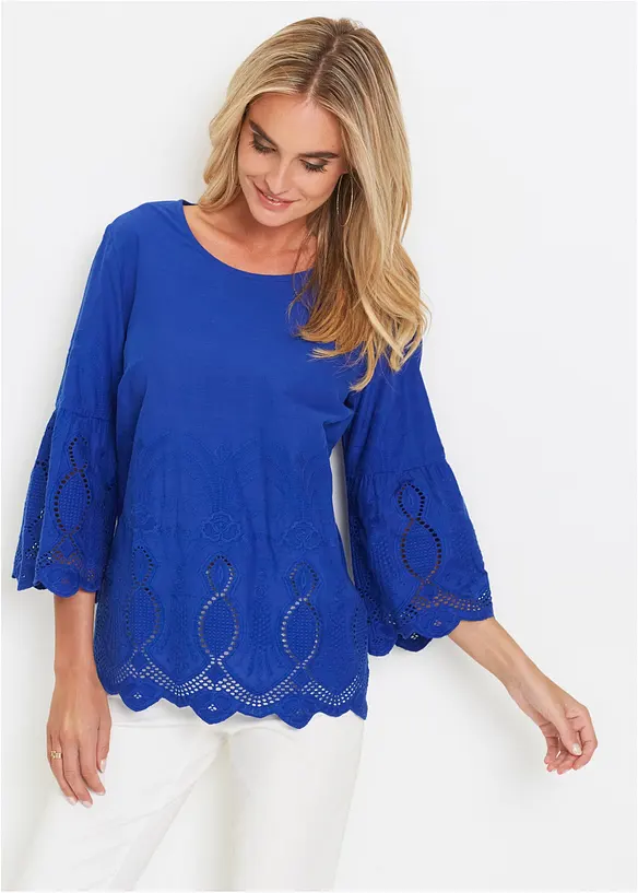 Tunikabluse in blau von vorne (im Anschnitt) - bonprix