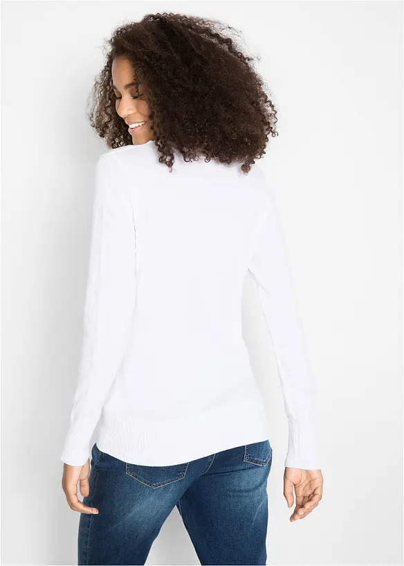 Feinstrickpullover in weiß von hinten (im Anschnitt) - bonprix