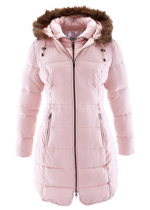 Steppjacke mit Kapuze, gefüttert in rosa von vorne - bonprix