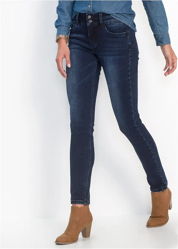 Slim-Jeans High Waist, Shaping-Ultra-Soft in blau von vorne - bonprix Slim-Jeans High Waist, Shaping-Ultra-Soft in blau von vorne - bonprix