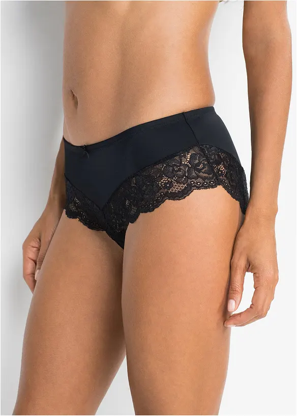 Panty (2er Pack) in schwarz von vorne - bonprix