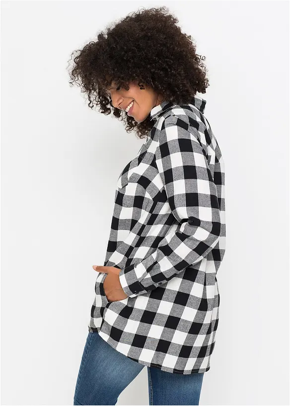 Flanell-Longbluse aus reiner Baumwolle in weiß von hinten (im Anschnitt) - bonprix Flanell-Longbluse aus reiner Baumwolle in weiß von hinten (im Anschnitt) - bonprix