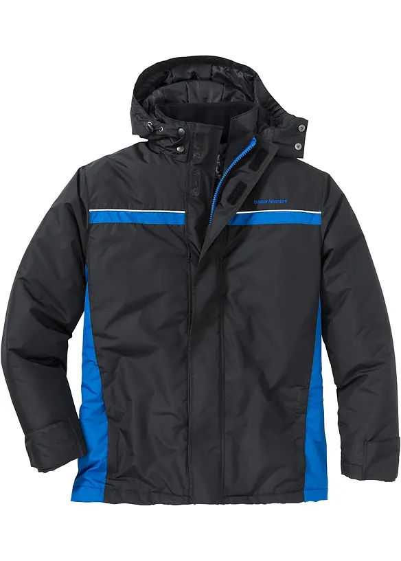 Funktions-Outdoorjacke mit recyceltem Polyester in schwarz von vorne - bonprix