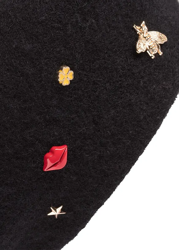 Barett mit Nieten in schwarz (Detailaufnahme) - bonprix