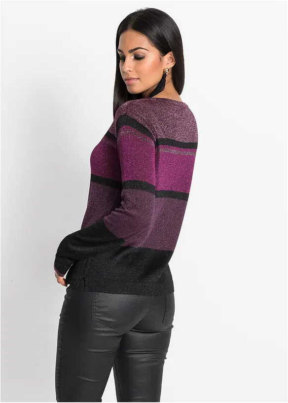 Feinstrickpullover aus Viskose-Mix in lila von hinten (im Anschnitt) - bonprix Feinstrickpullover aus Viskose-Mix in lila von hinten (im Anschnitt) - bonprix