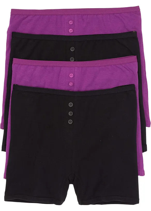 Highwaist Boxer mit weicher Baumwolle (4er Pack) in schwarz von vorne - bonprix