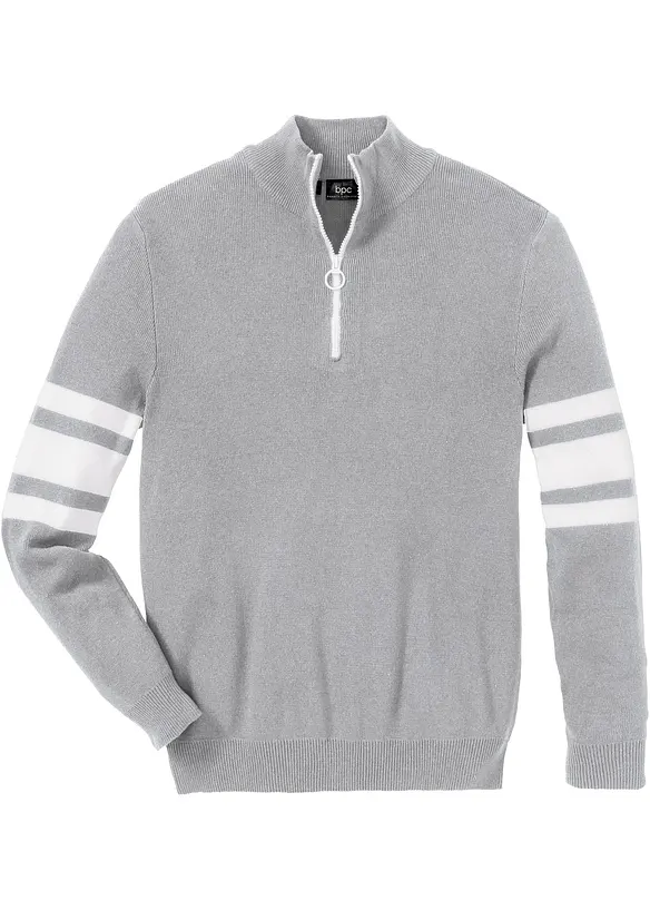 Pullover in Regular Fit in grau von vorne - bonprix