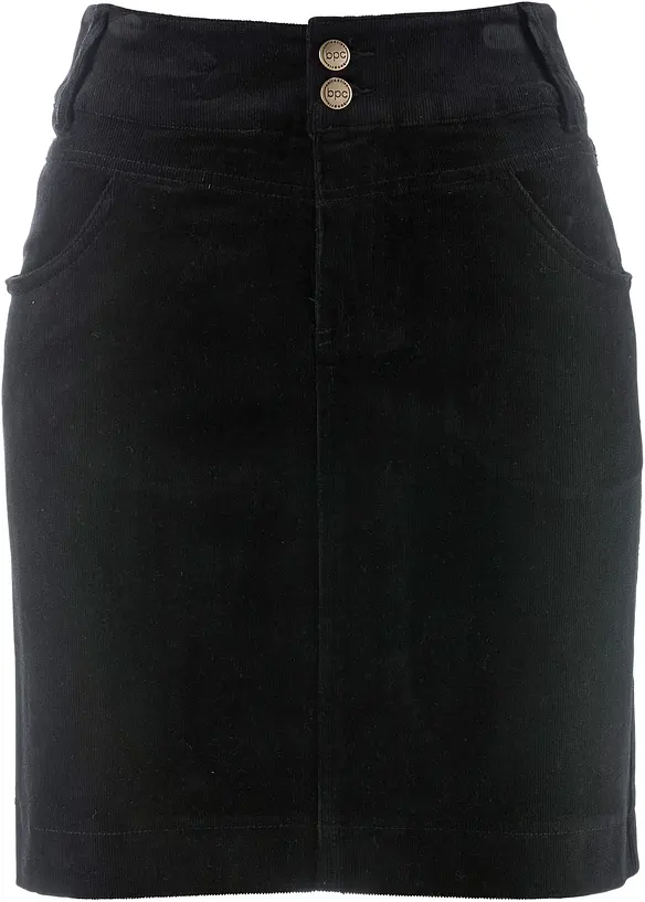 Cordrock aus Baumwoll-Mix in schwarz von vorne - bonprix