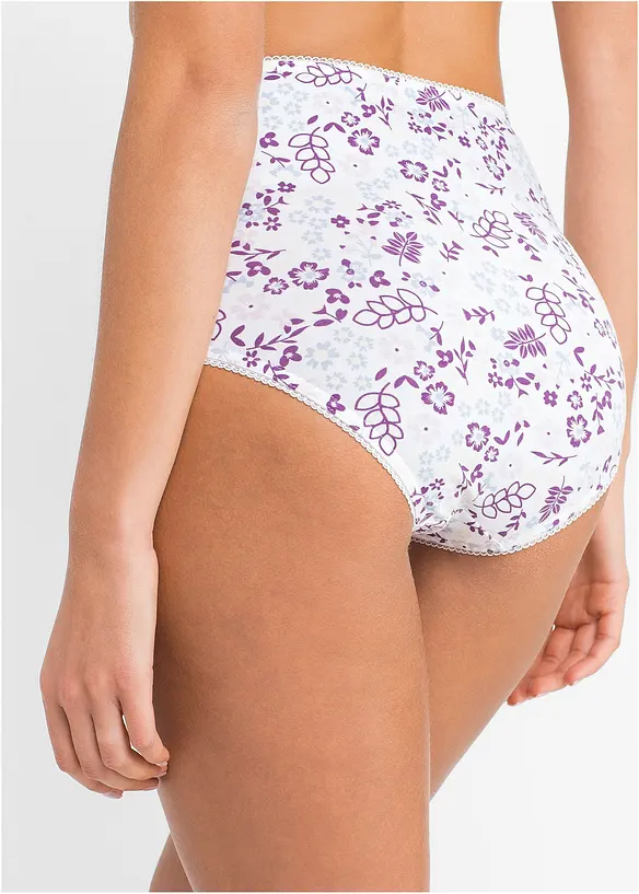 Highwaist Slip mit weicher Baumwolle  (5er Pack) in weiß von hinten - bonprix