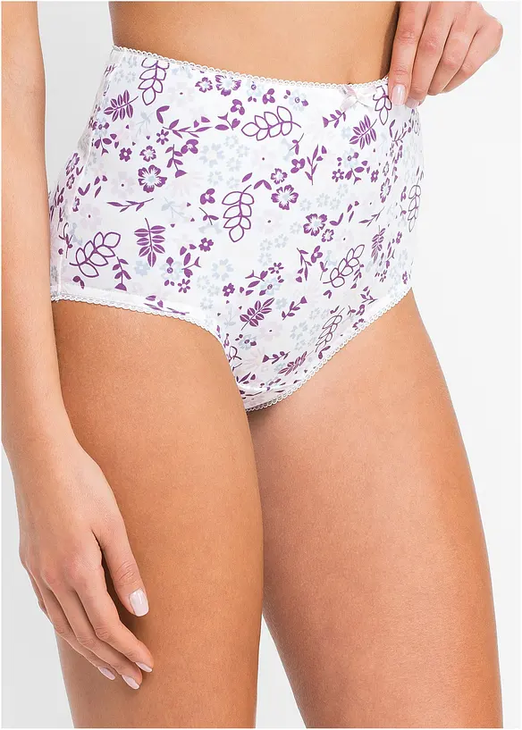 Highwaist Slip mit weicher Baumwolle  (5er Pack) in weiß von vorne - bonprix