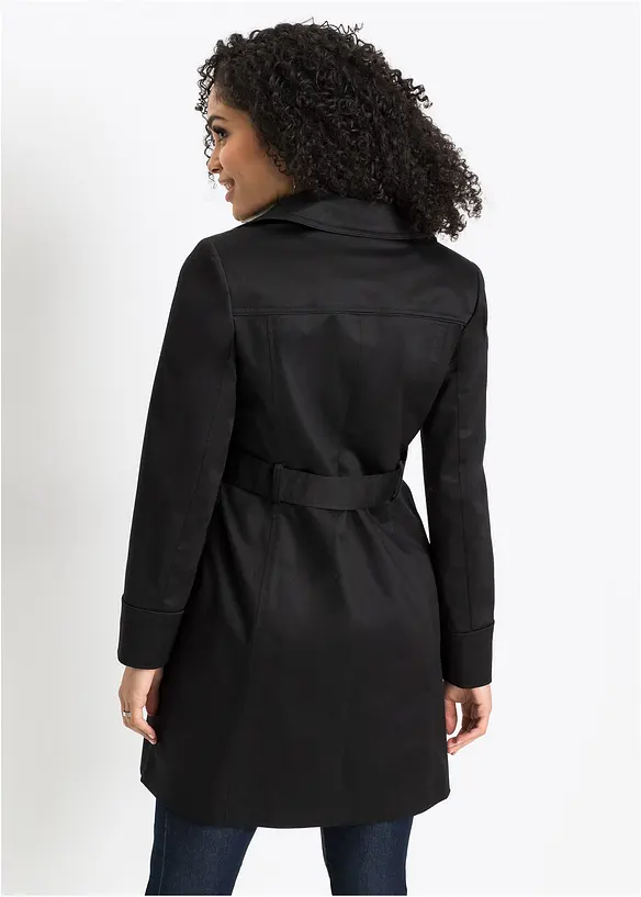 Doppelreihiger Trenchcoat in schwarz von hinten (Totalaufnahme) - bonprix