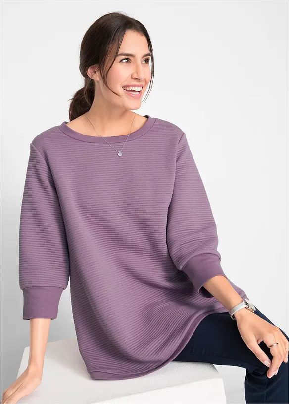 Langes Sweatshirt mit Viskose in lila von vorne (im Anschnitt) - bonprix Langes Sweatshirt mit Viskose in lila von vorne (im Anschnitt) - bonprix