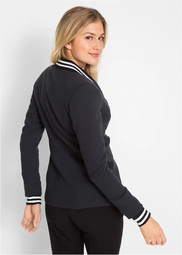 Blazer mit gestreiften Details aus Baumwolle in schwarz von hinten (im Anschnitt) - bonprix