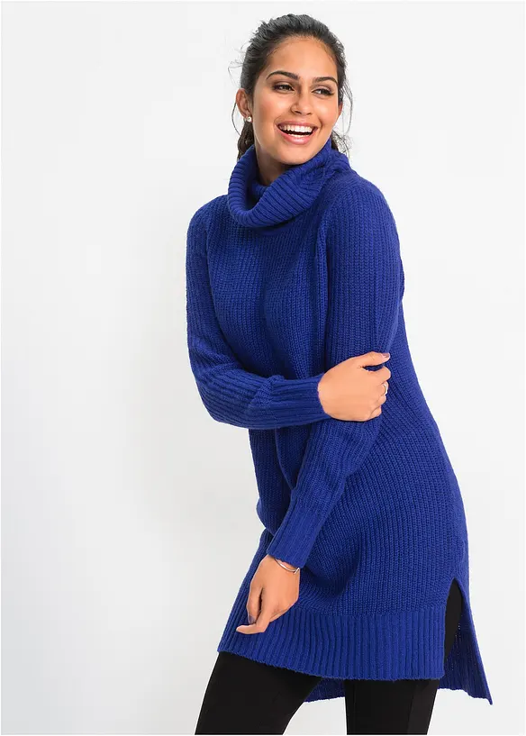 Long-Strickpullover in blau von vorne (im Anschnitt) - bonprix Long-Strickpullover in blau von vorne (im Anschnitt) - bonprix