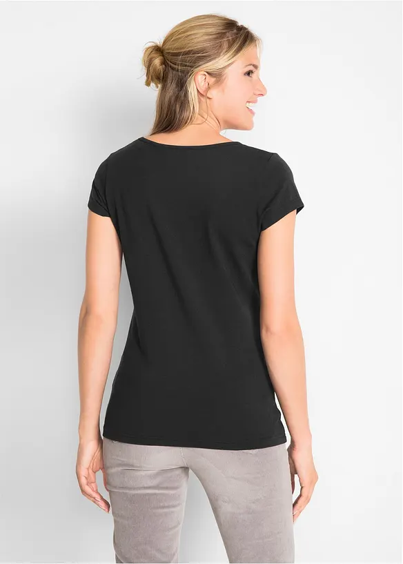 Figurbetontes T-Shirt in schwarz von hinten (im Anschnitt) - bonprix
