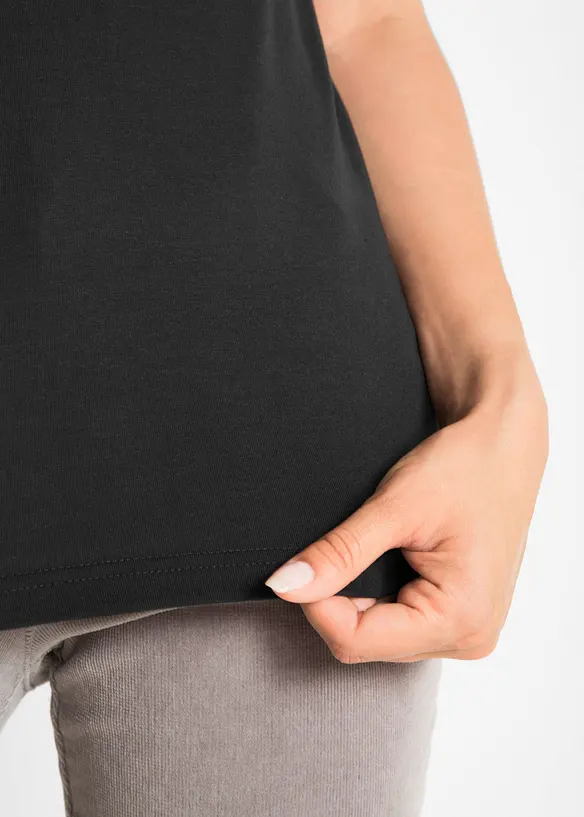 Figurbetontes T-Shirt in schwarz (Detailaufnahme) - bonprix