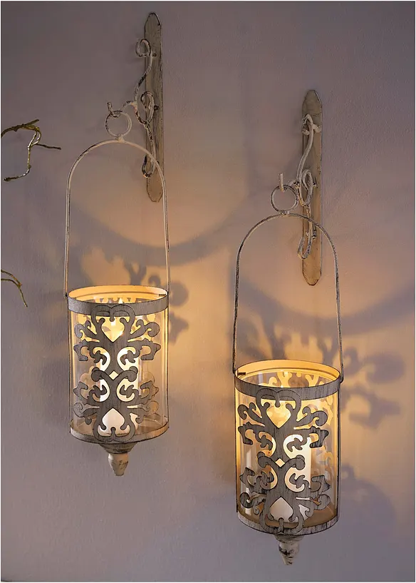 Wandkerzenhalter mit Patina-Effekt (4-tlg. Set) in braun (Ambiente) - bonprix