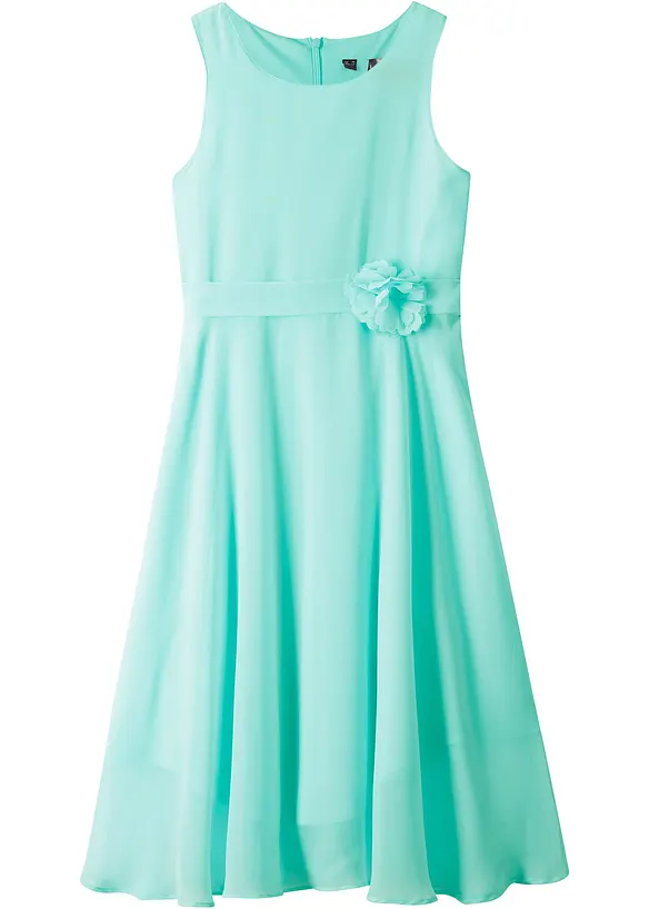 Kleid mit Blumen-Applikation in grün von vorne - bonprix
