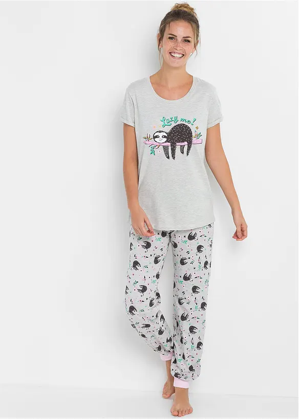 Pyjama mit kurzen Ärmeln in weiß von vorne (Totalaufnahme) - bonprix