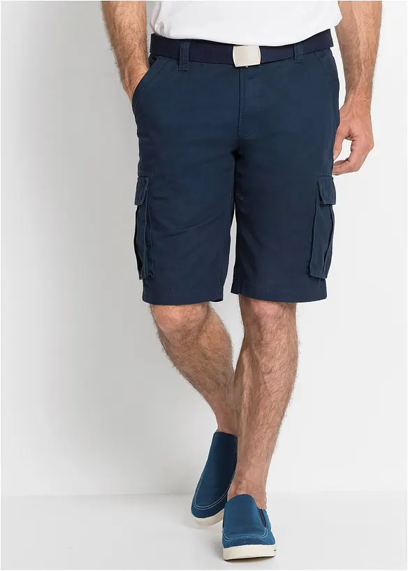 Cargo-Bermuda aus Baumwolle in Relaxed Fit in blau von vorne - bonprix