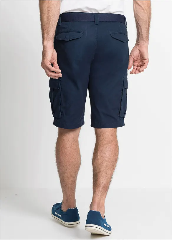 Cargo-Bermuda aus Baumwolle in Relaxed Fit in blau von hinten - bonprix