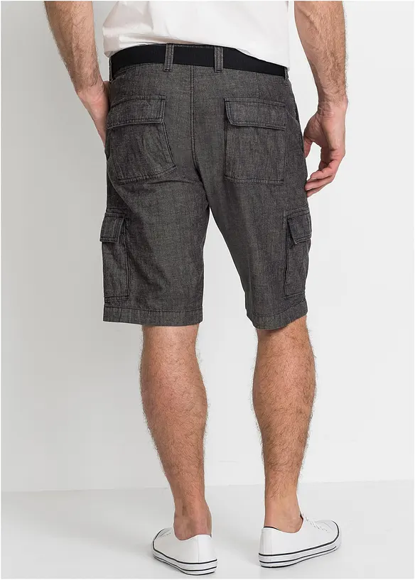 Loose Fit Cargo-Bermuda aus reiner Baumwolle in schwarz von hinten - bonprix