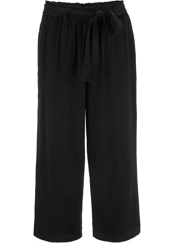 Culotte aus fließender Viskose in schwarz von vorne - bonprix Culotte aus fließender Viskose in schwarz von vorne - bonprix