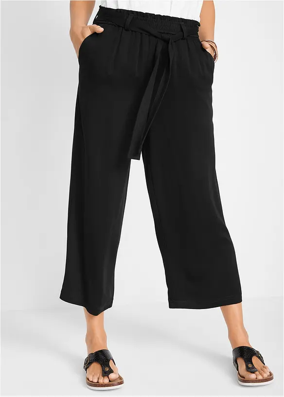 Culotte aus fließender Viskose in schwarz von vorne - bonprix Culotte aus fließender Viskose in schwarz von vorne - bonprix
