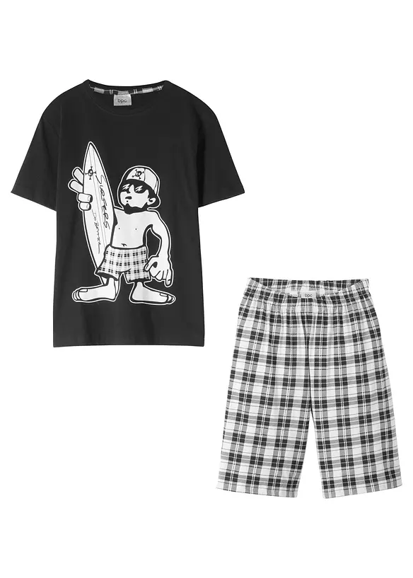 Shorty aus reiner Baumwolle (2-tlg. Set) in schwarz von vorne - bonprix