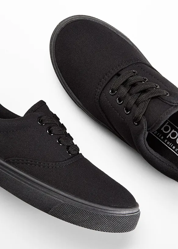 Sneaker aus Baumwoll-Canvas in schwarz - bonprix