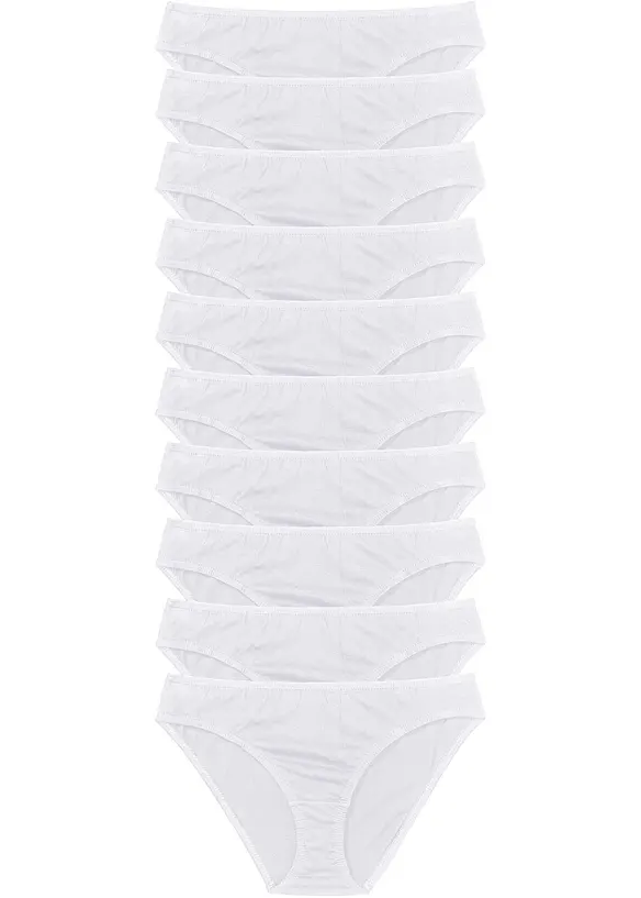 Slip mit weicher Baumwolle (10er Pack) in weiß von vorne - bonprix