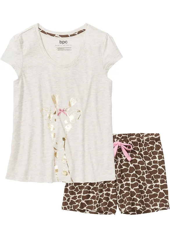 Shorty mit Foliendruck in beige von vorne - bonprix