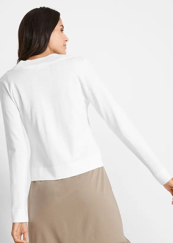 Strickjacke aus fließender Viskose in weiß von hinten (im Anschnitt) - bonprix Strickjacke aus fließender Viskose in weiß von hinten (im Anschnitt) - bonprix