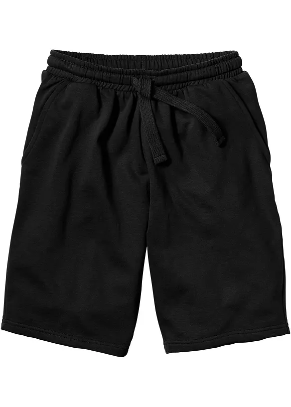 Sweat-Bermuda in Regular Fit in schwarz von vorne - bonprix