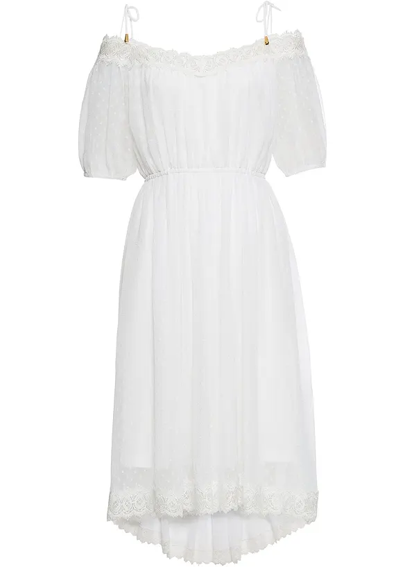 Trägerkleid mit asymmetrischem Saum in weiß von vorne - bonprix