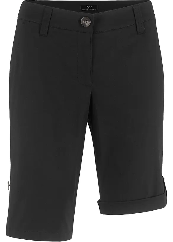 Stretch-Bermuda in schwarz von vorne - bonprix