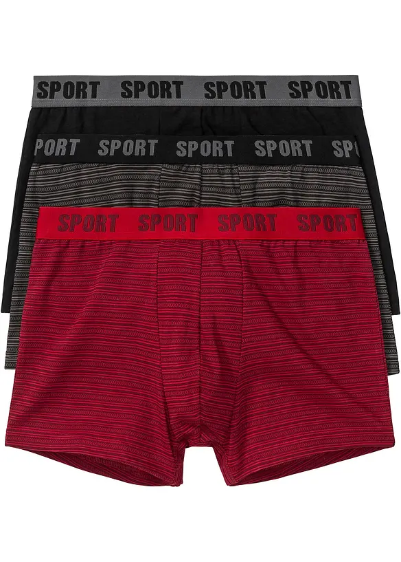 Boxershorts eng mit Baumwolle (3er Pack) in schwarz von vorne - bonprix